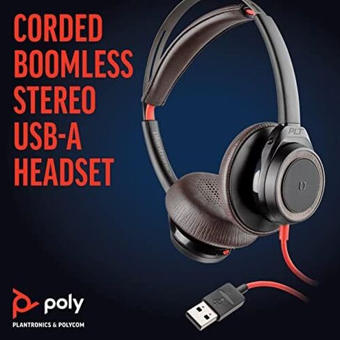 Poly - Blackwire 7225 Wired USB-A Headset (Plantronics) - White - Dual-Ear (Stereo) Computer Headset - Connect to PC/Mac via USB-A - Active Noise Canceling - Works with Teams, Zoom in Saudi Arabia
