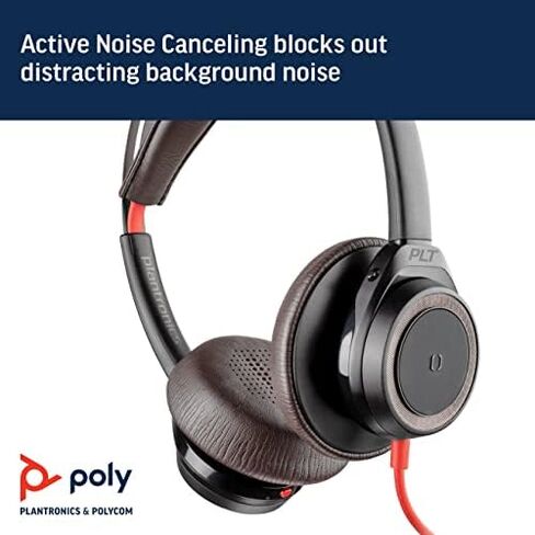 Poly - Blackwire 7225 Wired USB-A Headset (Plantronics) - White - Dual-Ear (Stereo) Computer Headset - Connect to PC/Mac via USB-A - Active Noise Canceling - Works with Teams, Zoom in Saudi Arabia