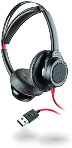 Poly - Blackwire 7225 Wired USB-A Headset (Plantronics) - White - Dual-Ear (Stereo) Computer Headset - Connect to PC/Mac via USB-A - Active Noise Canceling - Works with Teams, Zoom in Saudi Arabia