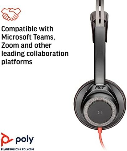 Poly - Blackwire 7225 Wired USB-A Headset (Plantronics) - White - Dual-Ear (Stereo) Computer Headset - Connect to PC/Mac via USB-A - Active Noise Canceling - Works with Teams, Zoom in Saudi Arabia
