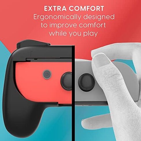 TALK WORKS Grips for Nintendo Switch Joycon Controller 2 Pack - Game Accessories Joy-Con Handheld Joystick Remote Control Holder Joy Con Kit - Black in Saudi Arabia