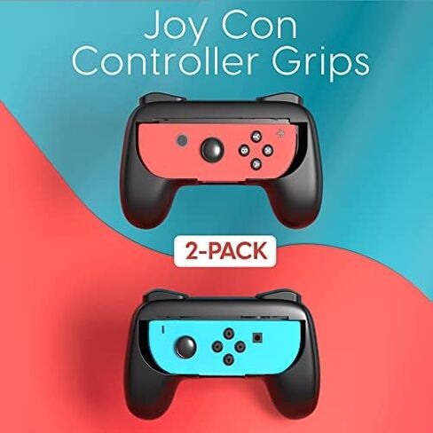 TALK WORKS Grips for Nintendo Switch Joycon Controller 2 Pack - Game Accessories Joy-Con Handheld Joystick Remote Control Holder Joy Con Kit - Black in Saudi Arabia