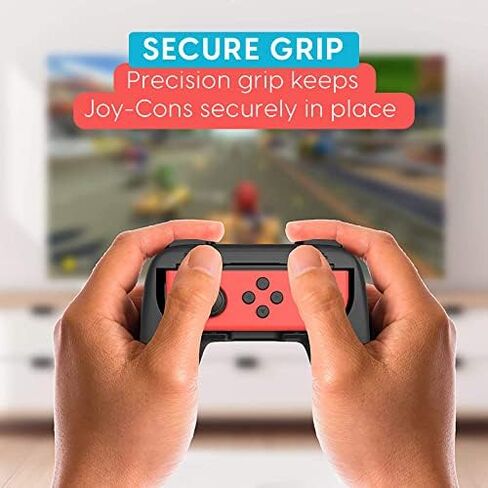 TALK WORKS Grips for Nintendo Switch Joycon Controller 2 Pack - Game Accessories Joy-Con Handheld Joystick Remote Control Holder Joy Con Kit - Black in Saudi Arabia