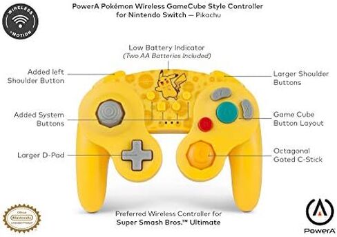 PowerA Wired GameCube Style Controller for Nintendo Switch - Mario, Gamepad, Wired Video Game Controller, Gaming Controller, GameCube Controller - Nintendo Switch in Saudi Arabia