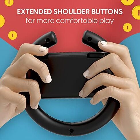 TALK WORKS Nintendo Switch Racing Wheel Controllers - Grips for Joy-Con - Driving Grip Accessory with Comfortable Design for Smooth Gaming - Compatible with Switch OLED - Black, 2 Pack in Saudi Arabia