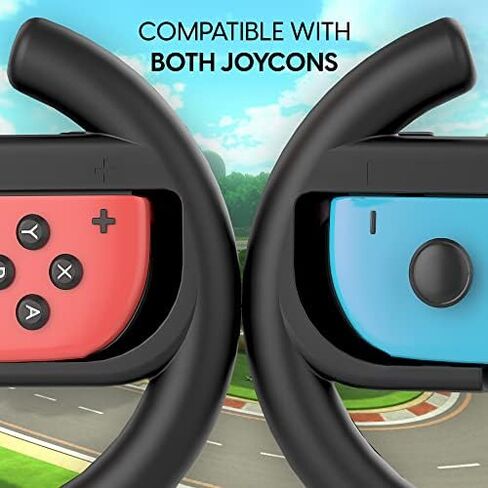 TALK WORKS Nintendo Switch Racing Wheel Controllers - Grips for Joy-Con - Driving Grip Accessory with Comfortable Design for Smooth Gaming - Compatible with Switch OLED - Black, 2 Pack in Saudi Arabia