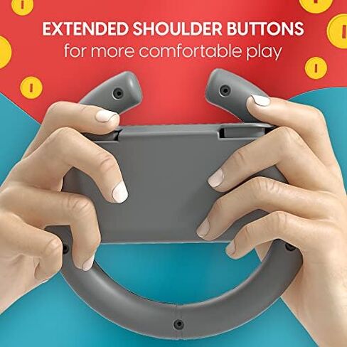 TALK WORKS Nintendo Switch Racing Wheel Controllers - Grips for Joy-Con - Driving Grip Accessory with Comfortable Design for Smooth Gaming - Compatible with Switch OLED - Black, 2 Pack in Saudi Arabia