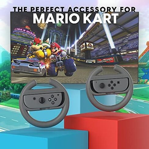 TALK WORKS Nintendo Switch Racing Wheel Controllers - Grips for Joy-Con - Driving Grip Accessory with Comfortable Design for Smooth Gaming - Compatible with Switch OLED - Black, 2 Pack in Saudi Arabia