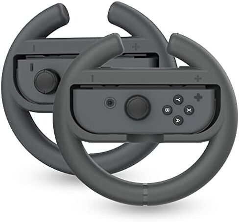 TALK WORKS Nintendo Switch Racing Wheel Controllers - Grips for Joy-Con - Driving Grip Accessory with Comfortable Design for Smooth Gaming - Compatible with Switch OLED - Black, 2 Pack in Saudi Arabia
