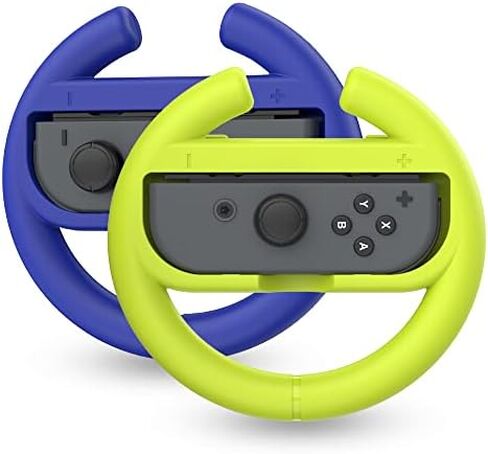 TALK WORKS Nintendo Switch Racing Wheel Controllers - Grips for Joy-Con - Driving Grip Accessory with Comfortable Design for Smooth Gaming - Compatible with Switch OLED - Black, 2 Pack in Saudi Arabia