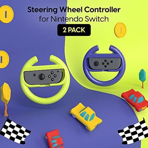 TALK WORKS Nintendo Switch Racing Wheel Controllers - Grips for Joy-Con - Driving Grip Accessory with Comfortable Design for Smooth Gaming - Compatible with Switch OLED - Black, 2 Pack in Saudi Arabia