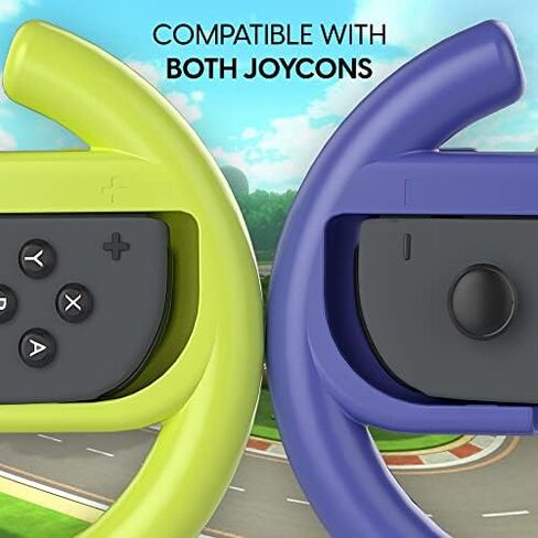 TALK WORKS Nintendo Switch Racing Wheel Controllers - Grips for Joy-Con - Driving Grip Accessory with Comfortable Design for Smooth Gaming - Compatible with Switch OLED - Black, 2 Pack in Saudi Arabia