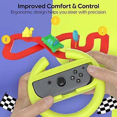 TALK WORKS Nintendo Switch Racing Wheel Controllers - Grips for Joy-Con - Driving Grip Accessory with Comfortable Design for Smooth Gaming - Compatible with Switch OLED - Black, 2 Pack in Saudi Arabia