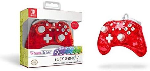 PDP Rock Candy Wired Gaming Switch Pro Controller - Blu-merang Blue / Clear - Licensed by Nintendo - OLED Compatible - Compact, Hard Transparent Plastic Travel Controller - Holiday & Birthday Gifts in Kuwait