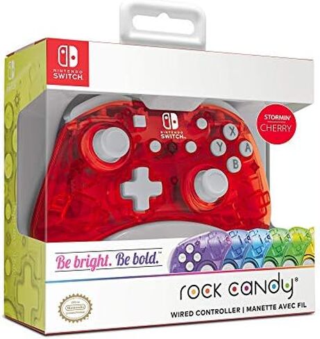 PDP Rock Candy Wired Gaming Switch Pro Controller - Blu-merang Blue / Clear - Licensed by Nintendo - OLED Compatible - Compact, Hard Transparent Plastic Travel Controller - Holiday & Birthday Gifts in Kuwait