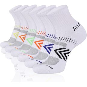 Cooplus Men's Cotton Athletic Ankle Socks Performance Cushioned Quarter Moisture Wicking Sock - 6 Pairs
