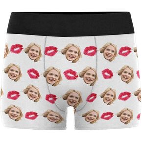 Custom Men's Funny Face Novelty Boxer Briefs Shorts Lips Printed with Photo (XS-XXXL) in Kuwait