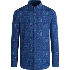 قميص رجالي من Bugatchi بأكمام طويلة وياقة منتشرة على شكل منسوج in Kuwait