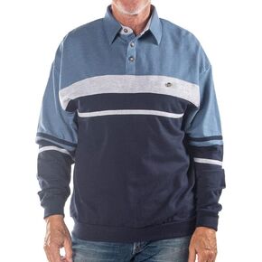 Palmland Banded Bottom Horizontal Stripes Long Sleeve Shirt Big and Tall in Saudi Arabia