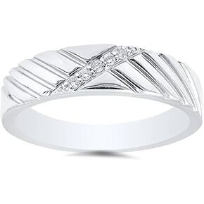 Mens Diamond 14K White Gold Wedding Ring in Kuwait