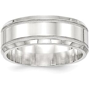 Solid 925 Sterling Silver 8mm Men's Unique Wedding Band Ring in Kuwait