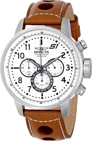 Invicta Men's S1"Rally" Stainless Steel Chronograph Watch with Brown Leather Band in Saudi Arabia