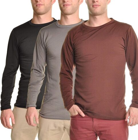 Swan Men's Fleece-Lined Long-Sleeve Thermal Tops (1 or 3-Pack) in Kuwait