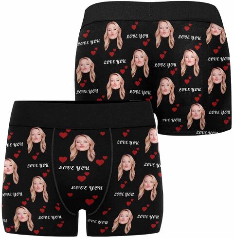 Custom Men's Funny Face Novelty Boxer Briefs Shorts Lips Printed with Photo (XS-XXXL) in Kuwait