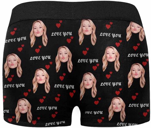 Custom Men's Funny Face Novelty Boxer Briefs Shorts Lips Printed with Photo (XS-XXXL) in Kuwait