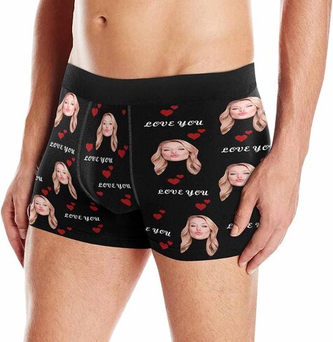 Custom Men's Funny Face Novelty Boxer Briefs Shorts Lips Printed with Photo (XS-XXXL) in Kuwait