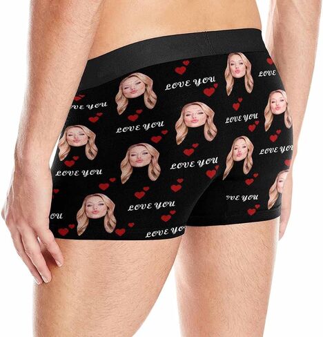Custom Men's Funny Face Novelty Boxer Briefs Shorts Lips Printed with Photo (XS-XXXL) in Kuwait