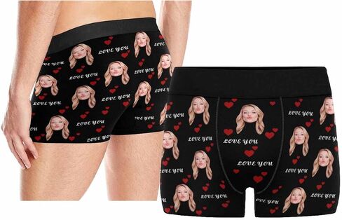 Custom Men's Funny Face Novelty Boxer Briefs Shorts Lips Printed with Photo (XS-XXXL) in Kuwait