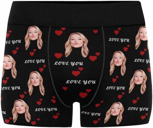Custom Men's Funny Face Novelty Boxer Briefs Shorts Lips Printed with Photo (XS-XXXL) in Kuwait
