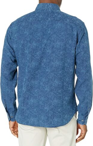 قميص رجالي من Bugatchi بأكمام طويلة وياقة منتشرة على شكل منسوج in Kuwait