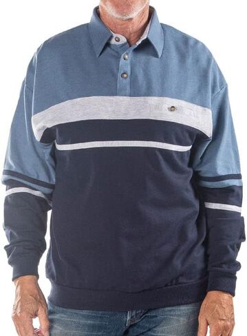 Palmland Banded Bottom Horizontal Stripes Long Sleeve Shirt Big and Tall in Saudi Arabia