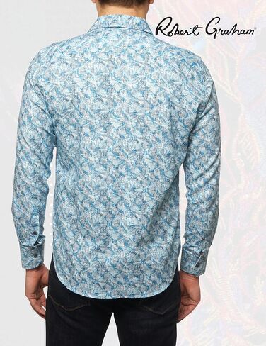 Robert Graham Men's Geomorph Woven Collared, Long-Sleeve Button-Up Shirt, Blue, XX-Large in Saudi Arabia