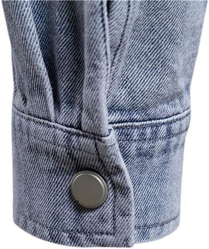 Mens Denim Shirt Solid Color Thick Long Sleeve Button Down Shirt Spring Autumn Jeans Shirt in Saudi Arabia