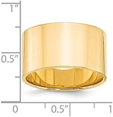 Solid 14k Yellow Gold 12mm Flat Wedding Band in Saudi Arabia