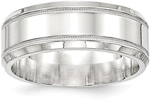 Solid 925 Sterling Silver 8mm Men's Unique Wedding Band Ring in Saudi Arabia