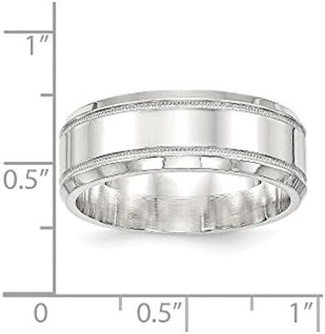 Solid 925 Sterling Silver 8mm Men's Unique Wedding Band Ring in Saudi Arabia