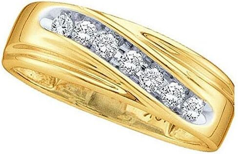 Solid 14k Yellow Gold Men's Round Channel-set Diamond Engagement Wedding Anniversary Band Ring 1/4 Ct. in Saudi Arabia
