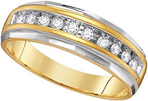 Men's Diamond Wedding Band Solid 14k Yellow Gold Ring 1/4 Ctw. (7mm .25 Ctw.) in Saudi Arabia