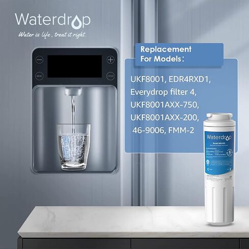 Waterdrop UKF8001 Refrigerator Water Filter 4, Compatible with Whirlpool EDR4RXD1, EveryDrop Filter 4, Maytag UKF8001AXX-750, UKF8001AXX-200, 46-9006, Puriclean II, WF-UKF8001 in Saudi Arabia