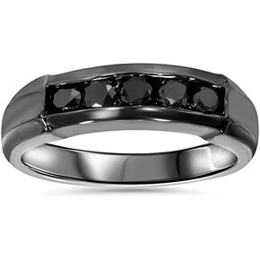 1/2ct Black Diamond Mens Wedding Band 10K Black Gold in Kuwait