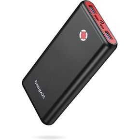 شاحن محمول EnergyQC Pilot X7، بنك طاقة سريع الشحن بقدرة 20000 مللي أمبير في الساعة 18 وات PD، حزمة بطارية إدخال/إخراج USB C مع مصباح يدوي LED لهاتف iPhone وSamsung والمزيد - أسود + أحمر in Kuwait