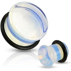Organic Opal / Opalite Stone O-ring Gauges / plugs / Tunnels 2 Pieces (1 Pair) (A/2/2/28) in Kuwait