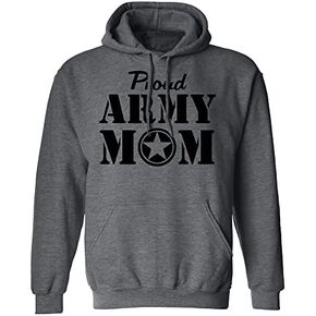 zerogravitee Proud Army Mom Hooded Sweatshirt in Dark Heather Gray in Saudi Arabia