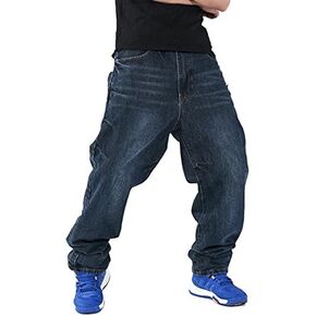 QIBOE Men's Fashion Hip Hop Baggy Jeans Denim in Saudi Arabia