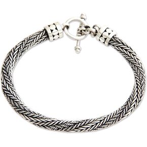 NOVICA .925 Sterling Silver Men's Braided Chain Bracelet, 8.75", Unity' in Saudi Arabia