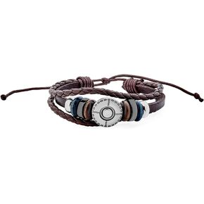 Retro Boho Bohemian Surf Zen Coin Concho Brown Genuine Leather Rope Braid Triple Wrap Multi Layer Shield Wood Bead Charm Wristband Bolo Bracelet for Women Men Adjustable